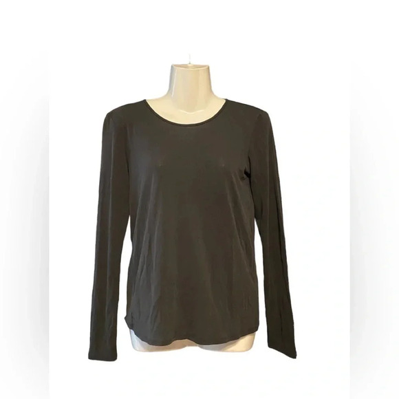 Eileen Fisher Black Silk Long Sleeve Top - Picture 1 of 7